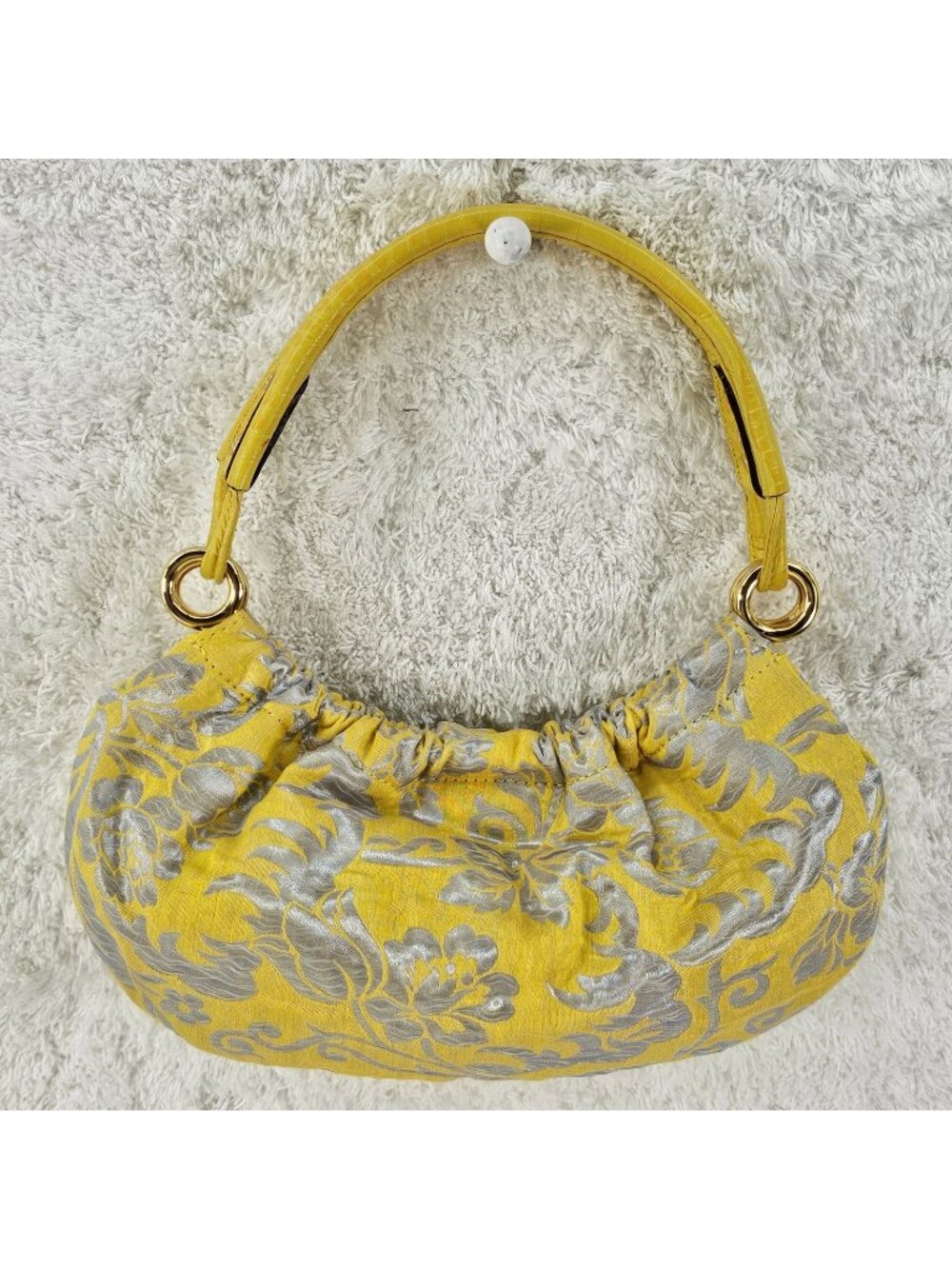 KATE SPADE Marina Yellow & Silver Brocade Vintage Evening Bag EUC